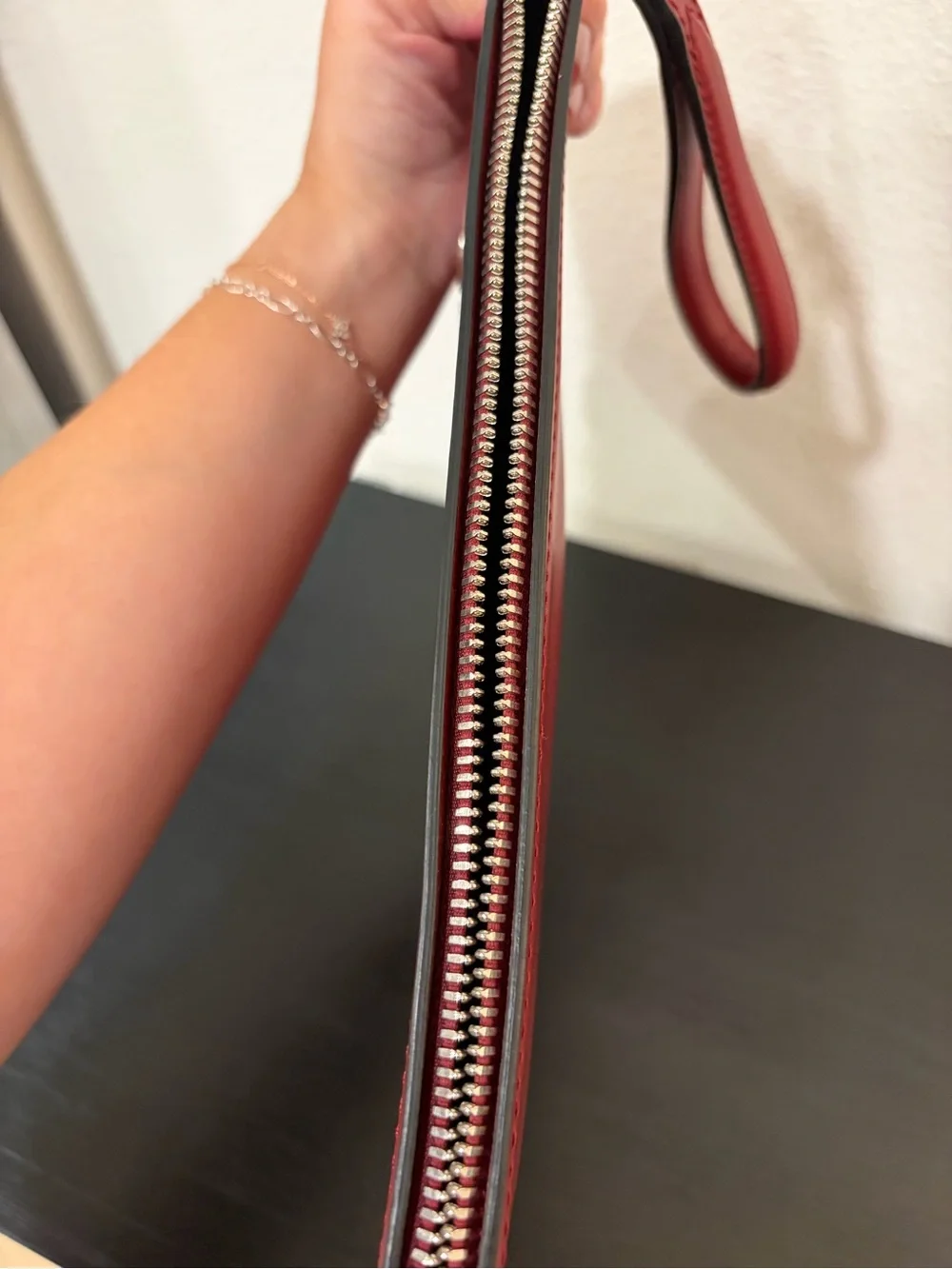 Authentic Salvatore Ferragamo Red Leather Wristlet Clutch